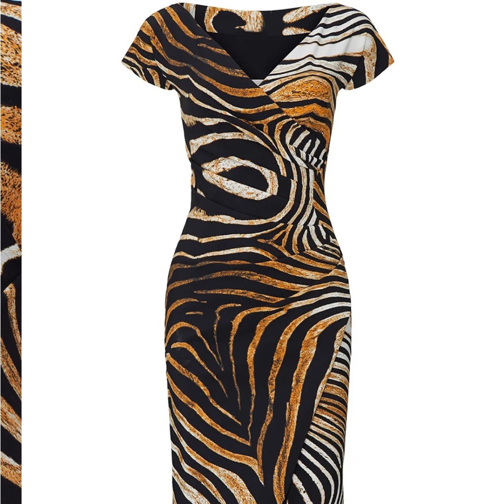 Chiara Boni Black and Orange animal print dress